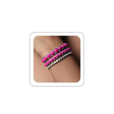 Imagem de LKingel Pulseiras femininas ocidentais empilháveis turquesa pulseira elástica com strass boho western country cowgirl acessórios de fantasia, 7.5, Liga de aço, Sem Pedra Preciosa