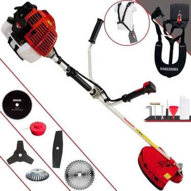 Imagem de Roçadeira Profissional Kawashima Kw43l À Gasolina 43c 1,7hp + Faca 2 Pontas 330mm + Faca 40 Dentes 255mm + Faca 80 Dent