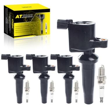 Imagem de ATURMC Conjunto de 4 bobinas de ignição DG507 e velas de ignição irídio compatíveis com Ford Mazda Mercury Escape Focus Transit Tribute Connect Mariner 2.0L 2.3L Substituir #FD505 DG501 DG541