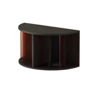 Imagem de Suporte para armazenamento de CDs Estante de mesa multifuncional semicircular madeira para discos vinil