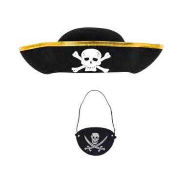 Imagem de Chapéu De Pirata Para Adultos E Crianças Com Patches De Olho De Caveir