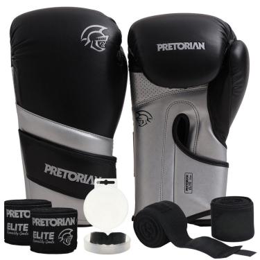 Imagem de Kit Luva Boxe Muay Thai Elite Pretorian + 2 Par Bandagem + Bucal-Unissex