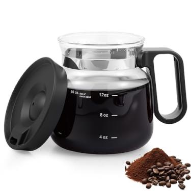 Imagem de Caneca de café de vidro de 473 ml, mini copo de café transparente com alça, canecas de viagem de chocolate compactas à prova de calor para chás quentes, café gelado