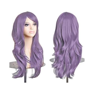 Imagem de Peruca Sintética Longa Ondulada Rosa Roxa De 70cm Para Mulheres Fantas