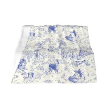 Imagem de Cobertor De Fleece Floral Preto E Branco Toile De Jouy Macio E Quente 