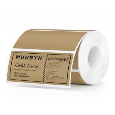 Imagem de MUNBYN Etiquetas térmicas diretas de 10 x 5 cm, adesivos de impressora térmica, adesivos fortes e papel de etiquetas perfuradas para código de barras, correspondência, 500 folhas/1 rolo, marrom