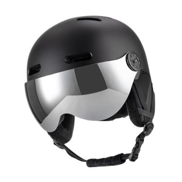 Imagem de Keenso Capacete de Esqui Com óculos ABS EPS Liner, Capacete de Snowboard Forro Removível Almofadas de Ouvido 12 Aberturas Viseira Removível à Prova de (Circunferência da cabeça M 55 58CM)