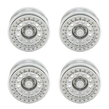 Imagem de KIMISS 4 Unidades de Cubo de Roda de 2,9 Polegadas, Liga de Alumínio de 12 Furos para Ajuste para Carro AXAIL SCX6 1/6 RC, Atualização de Desempenho Leve e Eficaz (Prata)