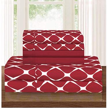 Imagem de Elegant Comfort Conjunto de lençóis de cama de 6 peças mais macios e aconchegantes de luxo, padrão de treliça Milano resistente a rugas - Conjunto de cama de microfibra de qualidade egípcia de 1500