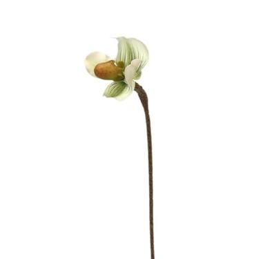 Imagem de Flores artificiais para decoração moderna simples Paphiopedilum Flores artificiais adequadas para casa, casamento, escritório, vaso de arranjos de flores, ornamentos de plantas e flores artificiais
