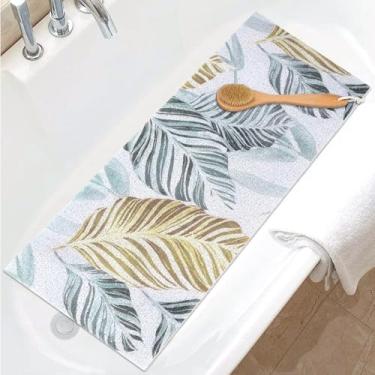 Imagem de Tapete de chuveiro antiderrapante, tapete de banheira extralongo, 99 x 40 cm para chuveiro interno, tapete de chuveiro de PVC de secagem rápida para banheira, banheiro, casa, hotel, cozinha, áreas
