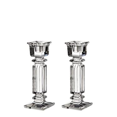 Imagem de Castiçal - 18,3 cm de altura - lindo suporte de vela magnífico de cristal - serve para castiçal cônico padrão - exclusivamente projetado - pela Barski - Feito na Europa - Par de 2