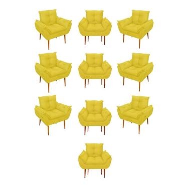 Imagem de Kit 10 Poltronas Opala Sala Quarto Recepção Salão Cor:amarelo