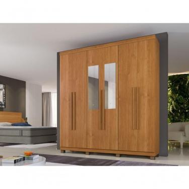 Imagem de Roupeiro Com Espelho Milão 6 Portas 3 Gavetas Benetil Cor:cinamomo