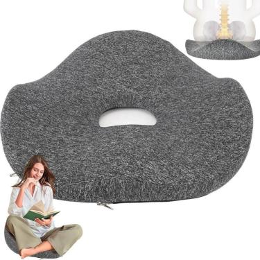 Imagem de Almofada Ortopedica Ergonomica Cadeira Lombar Coccix Coluna Alivia Dores Confortavel Macio Escritorio Home Office Casa