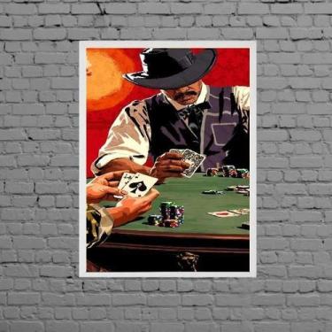 Imagem de Quadro Poker Night 45x34cm - Madeira Branca - Quadros On-Line
