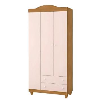 Imagem de Roupeiro Lara 3 Portas 2 Gavetas Mdf Compacto Minimalista Rosa Nature