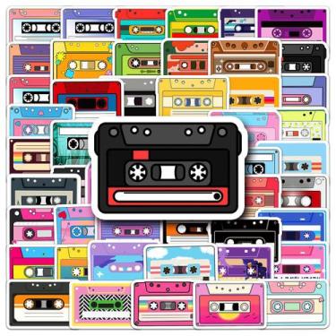 Imagem de Pacote de adesivos: fita de áudio vintage, 50 unidades de vinil imperm