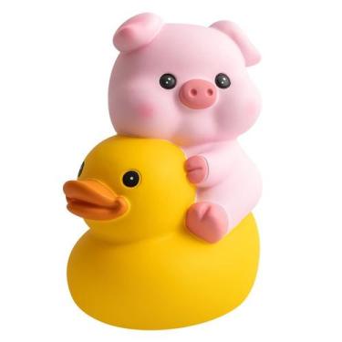 Imagem de Money Bank Creative Pig Riding Duck PVC para crianças 16x13x23cm - yiw