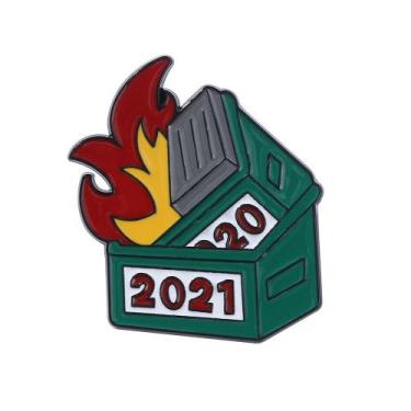 Imagem de Alfinetes de broche Funny Dumpster Fire 2020 2021 em liga esmaltada - 