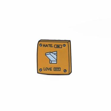 Imagem de Brooch Pin Cartoon Switch Hate On Love Off, quadrado amarelo D - Yiwei