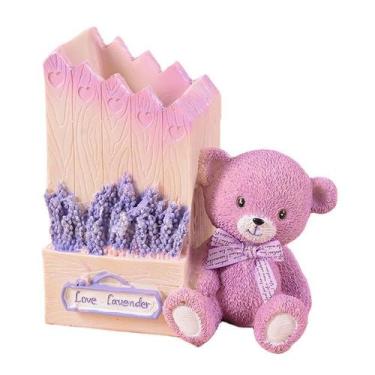 Imagem de Porta-canetas Resin Lavender Bear Design 13,5 x 7 x 12,5 cm - yiweisai