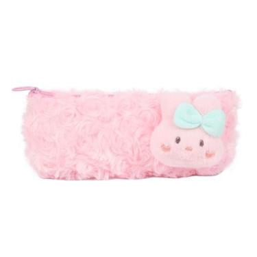 Imagem de Estojo de lápis com design de coelhinho rosa de pelúcia com padrão de 