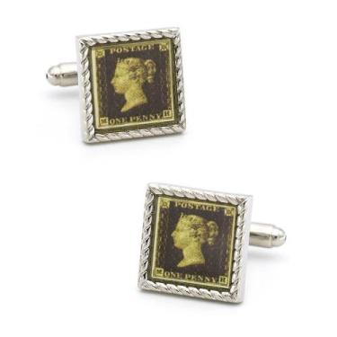 Imagem de Selo postal Cufflinks Vintage Queen's para homens em cobre - yiweisai