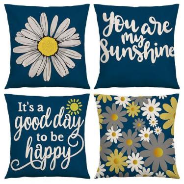 Imagem de Conjunto de fronhas Daisy Floral Motivational Quote x4 - yiweisai