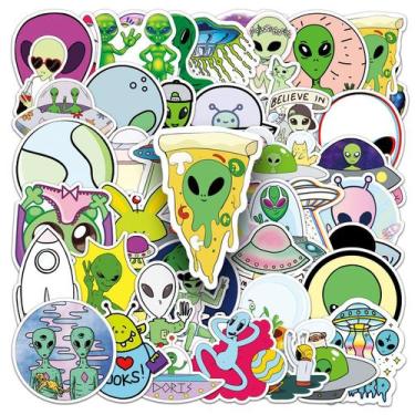 Imagem de Pacote de adesivos Alien UFO Cartoon Vinyl, 50 unidades à prova d'água