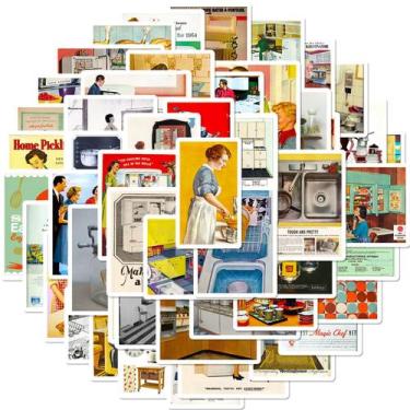 Imagem de Adesivos, pôster retrô, revista vintage, Lady Kitchen, 50 unidades - y