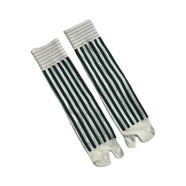 Imagem de Meias Tabi Femininas Coloridas Com Listras Retrô, De Algodão Penteado,