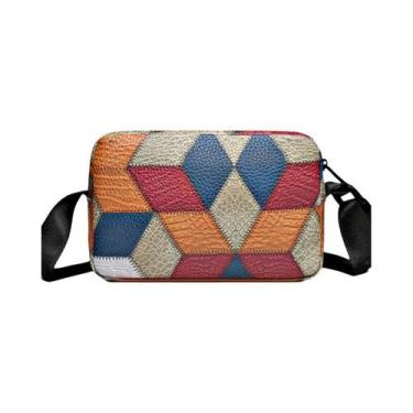 Imagem de Bolsa Transversal Feminina Moderna Com Patchwork Colorido E Compartime