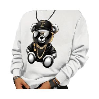 Imagem de Moletom Masculino De Manga Longa Com Gola Redonda E Estampa Gráfica De