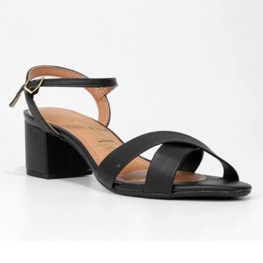 Imagem de Sandália Vizzano Salto Bloco Médio Feminina - Preto, 36