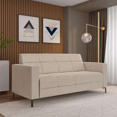 Imagem de Sofá Living Decorativo Houston 2 Lugares 200cm Pés em Metal Veludo Bege G33 - Gran Belo