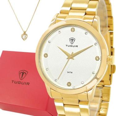 Imagem de Relógio Feminino Tuguir Dourado 1 Ano De Garantia Original