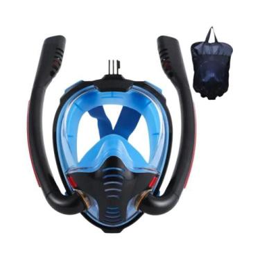 Imagem de Máscara De Snorkel Para Adultos Com Tubo Duplo De Silicone, Óculos De 