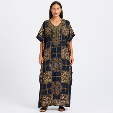 Imagem de Vestido Indiano Kaftan Estampa - Loja da Índia