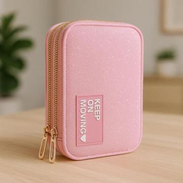 Imagem de Carteira Feminina Rosa com Glitter 2 Divisórias e Alça - Novo Século