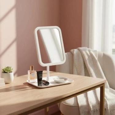 Imagem de Espelho De Mesa Retangular Para Maquiagem Com Luz De Led Tg branco led