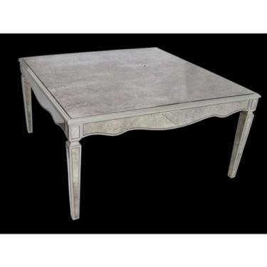 Imagem de Mesa de Centro Quadrada Espelhado Envelhecido Detalhes Prata - LUXdéco
