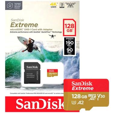 Imagem de Cartão de Memória SanDisk Extreme microSDXC 128GB 190-90MB