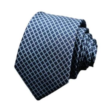 Imagem de Gravata Masculina Xadrez Azul, Preta E Vermelha Fina Para Casamento E 