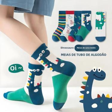 Imagem de Meias de Algodão com Listras Arco-Íris para Bebês - 5 Pares, 1-3 anos,