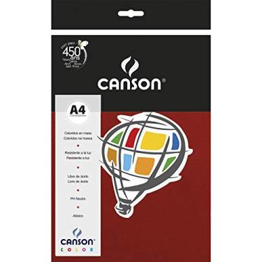 Imagem de CANSON Color Papel Colorido A4 180g/m² Pacote de 10 Folhas, Vermelho (Grená), 210 x 297 mm