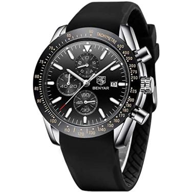 Imagem de BENYAR – Relógio de pulso elegante para homens, relógios de pulseira de silicone genuíno, movimento de quartzo perfeito, à prova d'água e resistente a arranhões, relógios de negócios