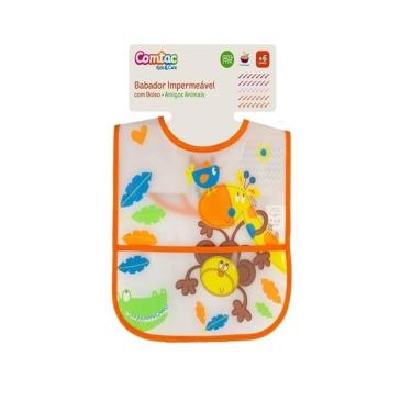 Imagem de Babador Impermeável Com Bolso Amigos Animais Comtac 4388