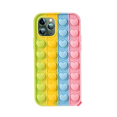 Imagem de Amerpin Fidget Toys Capa de telefone para iPhone 11, capa protetora de silicone macio, alívio de pressão e ansiedade, dispositivo sensorial, capa protetora para celular (Rainbow Love Heart, iPhone 11)