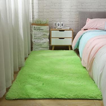 Imagem de Tapete de área macio para quarto, tapetes fofos, tapete felpudo sala de estar, tapetes peludos meninas meninos crianças desgrenhados tapetes de dormitório de berçário verde claro 82 cm x 163 cm